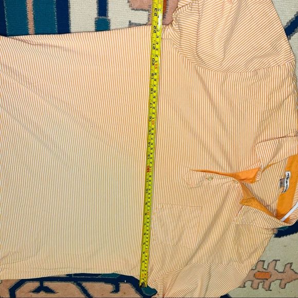 Peter Millar Men's Short Sleeve Orange & White Striped Polo Shirt medium top - Picture 6 of 8